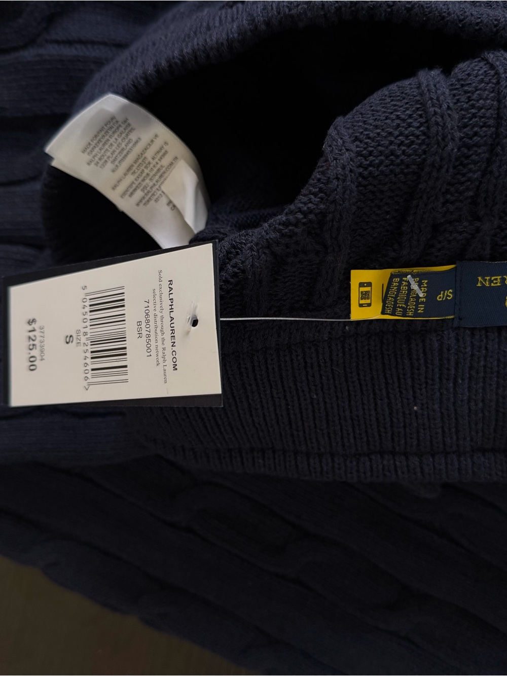 Ralph Lauren Charcoal Cable-Knit Hoodie with Red Pony - Picture 9 of 9